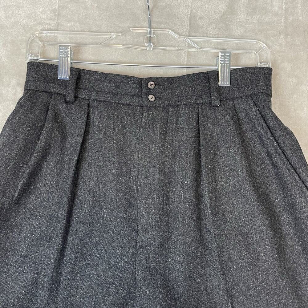 Vintage LL Bean Wool Shorts USA Made Size 10 Pleated Charcoal Dark Academia - Picture 2 of 10